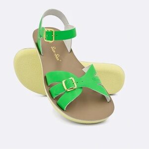 Salt Water Sun-San Sandals Leather Kelly Green Sz US 6.5